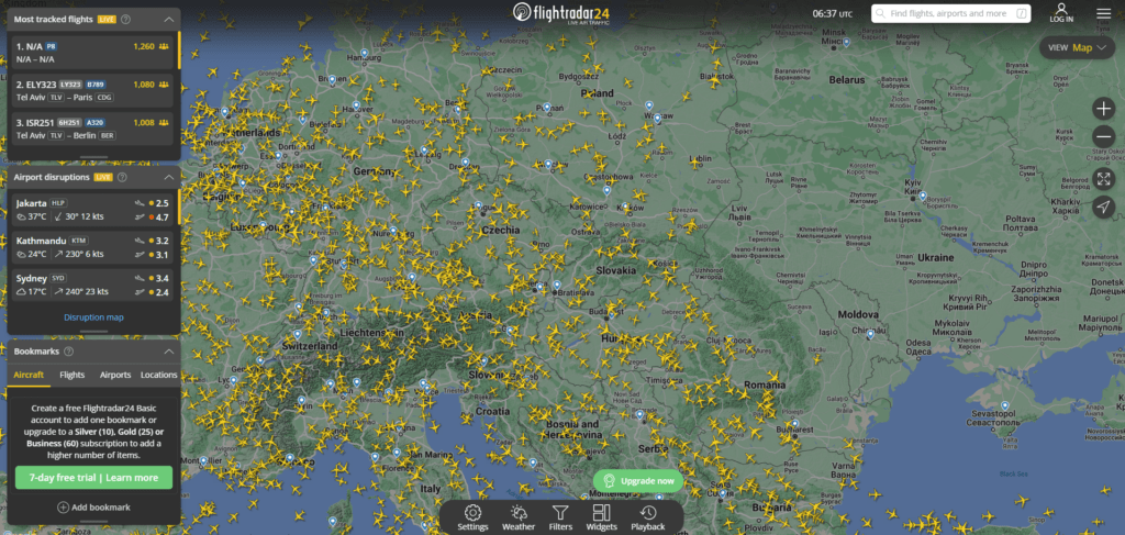 sledovanie letov flightradar24