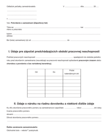 Zápočtový list – ako vyzerá, od zamestnávateľa, pracovný posudok ...