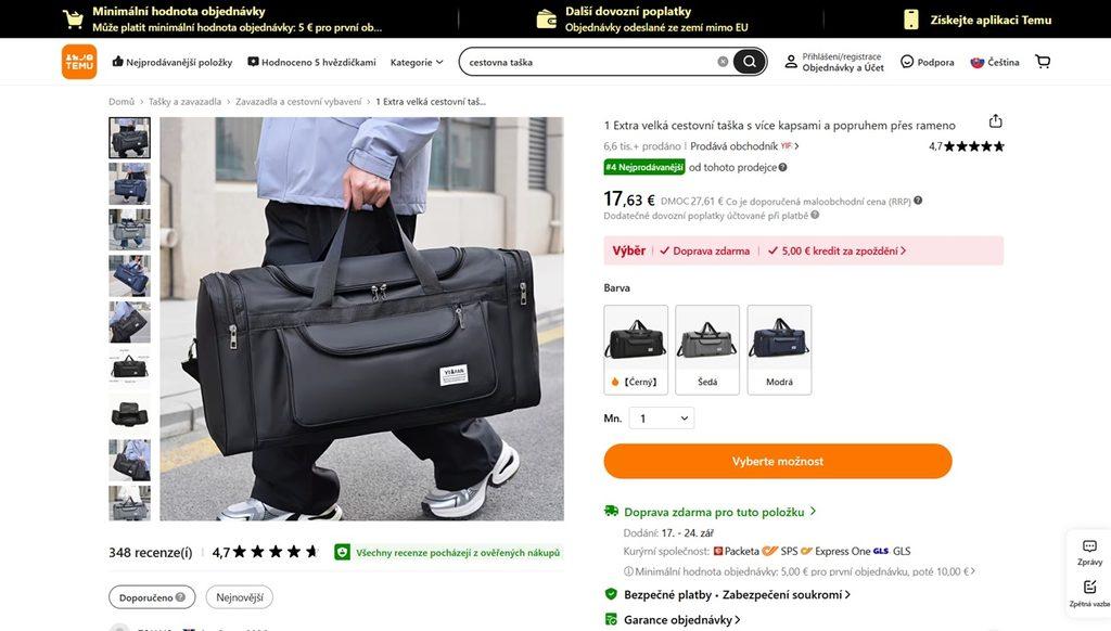 temu platba na dobierku